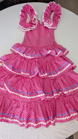 589 Vestido de Flamenca Rosa con Lunares