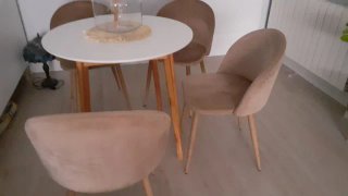 Lote 4 Sillas de Terciopelo Beige