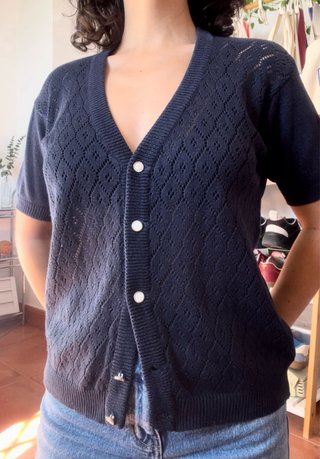 Blusa de punto vintage azul marino