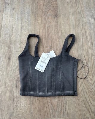 Top Zara Negro Cremallera Lateral Talla M