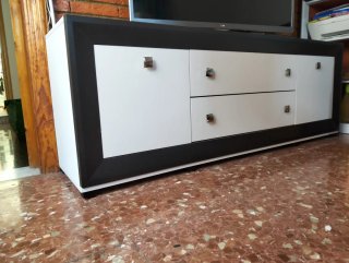 Mueble de Salón para TV Blanco y Negro