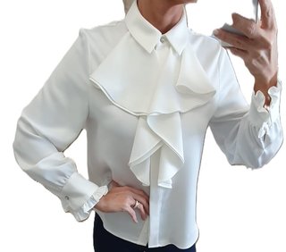 Blusa Zara Blanca con Volantes