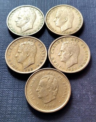 Lote 5 Monedas 100 Pesetas Juan Carlos I