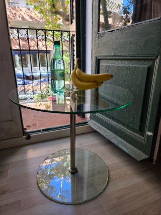 Mesa de centro redonda de cristal