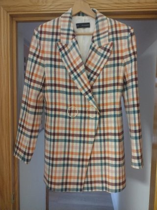 Chaqueta Larga Zara Cuadros Vichy