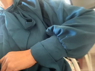 Camisa Elegante Azul Verdoso con Lazo