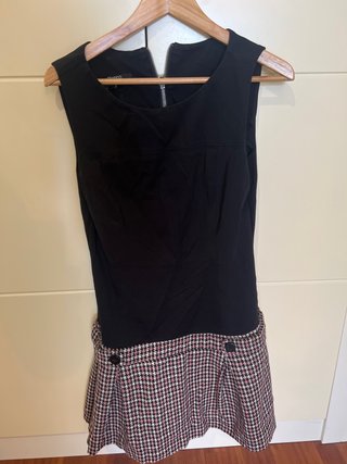 Vestido Blanco Negro y Estampado