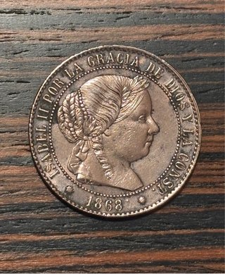 Moneda Isabel II (1868) 2 ½ céntimos de escudo