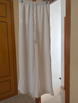 Pantalones de lino blancos Bershka XS