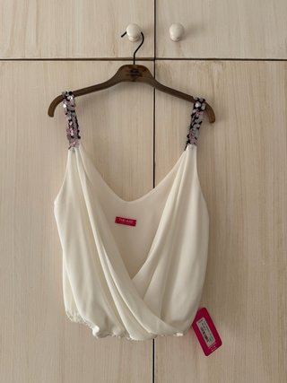 Top THE-ARE Blanco con Lentejuelas