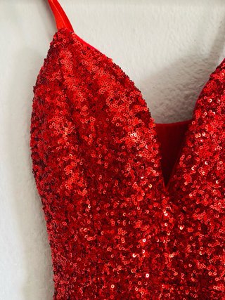 Vestido Rojo de Lentejuelas Estilo Sirena
