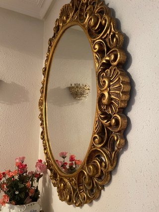 Espejo Antiguo con Marco Dorado