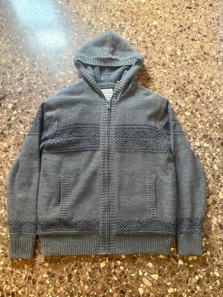 Chaqueta Cárdigan de Punto Gris con Capucha Angelo