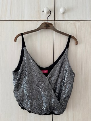 Top de lentejuelas plateado THE-ARE
