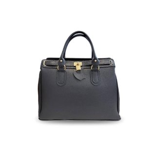 Bolso mano piel azul 34x26 asas correa candado