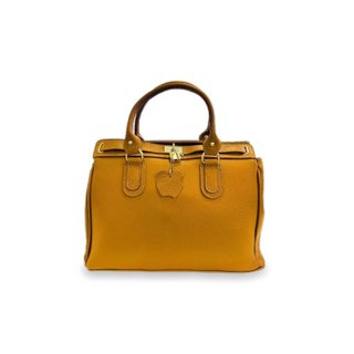 Bolso mano piel mostaza 34x26 asas correa hombro
