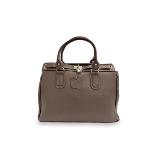 Bolso mano piel auténtica granulada 34x26 topo