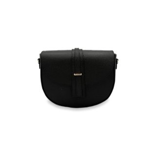 Bolso bandolera media luna piel auténtica negro