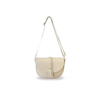 Bolso bandolera media luna piel beige 26x21