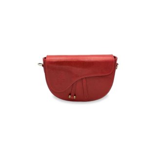 Bolso bandolera piel rojo 24x16 solapa correa