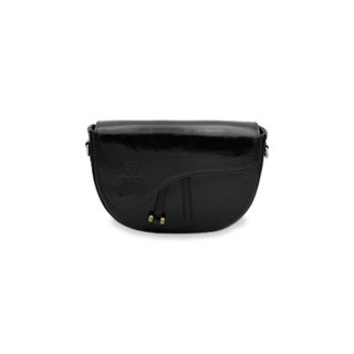 Bolso bandolera piel negra 24x16 cm correa