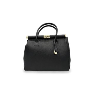 Bolso piel auténtica bauletto negro 32x28 candado