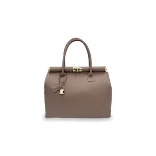 Bolso mano piel bauletto topo 32x28 candado
