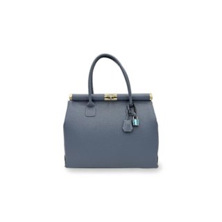 Bolso mano piel auténtica bauletto azul celeste