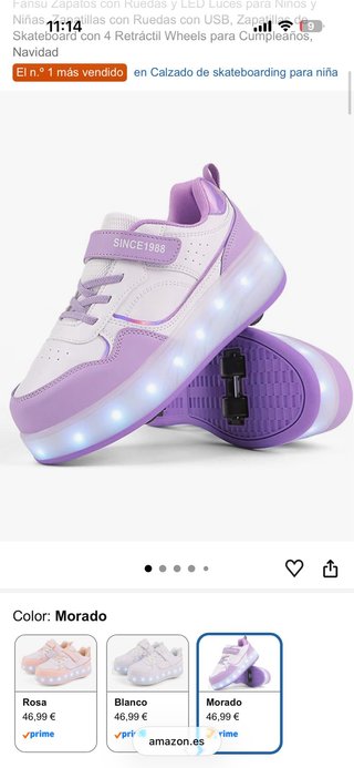 Zapatillas con Ruedas y Luces LED Moradas