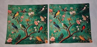 2 federe cuscini copricuscini uccelli e fiori