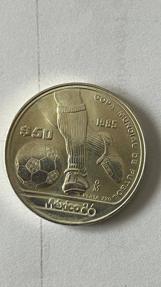Moneda Plata 50 Pesos México 86