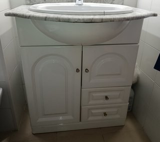 Mueble de baño blanco 70cm con encimera de mármol