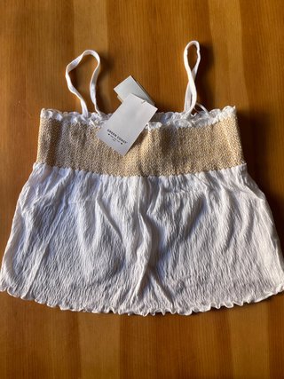 Top Green Coast Blanco y bordado. Talla S
