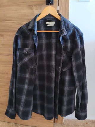Camisa Leñador Pull&Bear Negra y Gris Talla M