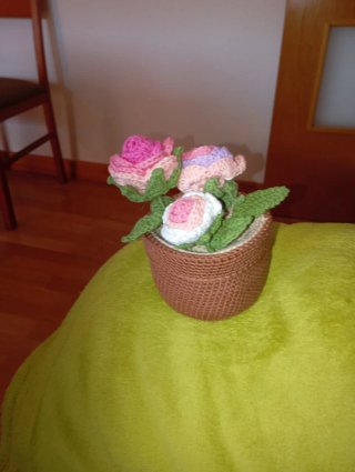 Planta decorativa de crochet