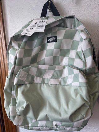Mochila Vans Checkerboard Verde y Blanco