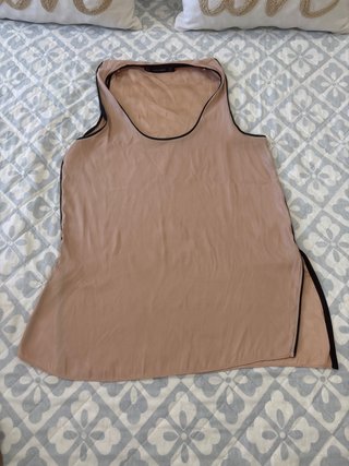 Camiseta ZARA Beige de Seda Talla M
