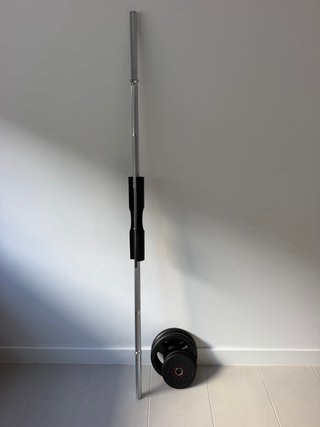 Kit Barra Musculación 15kg y Pesas/Discos