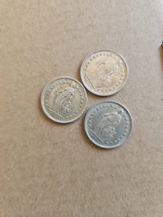 3 Monedas Suizas de Plata