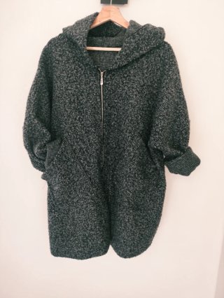 Chaqueta Oversize Jaspeada con Capucha