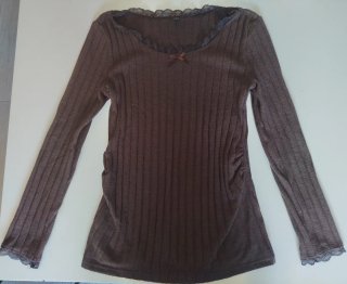 Camiseta Premamá Manga Larga Marrón Talla S