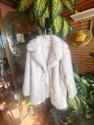 Abrigo de Pelo Sintético Beige M
