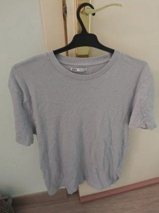 Camiseta Zara Manga Corta Azul
