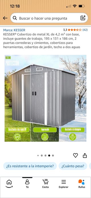 Caseta de Jardín KESSER de Metal 4,3