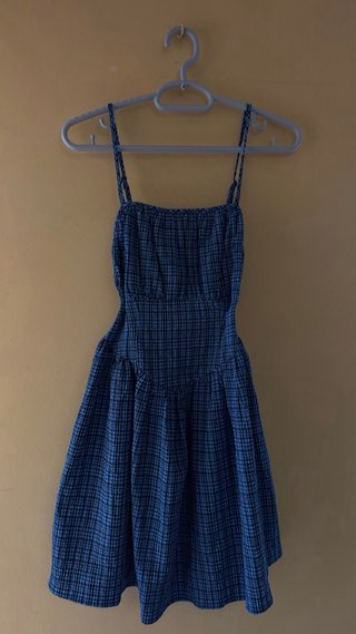 Vestido corto cuadros azules New Look