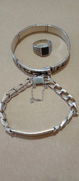 Set de 2 Pulseras y Anillo de Plata 925