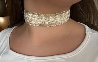 Choker Blanco y Dorado Artesanal