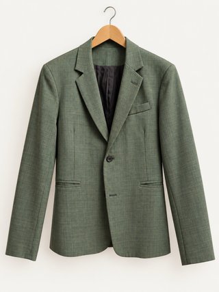 Americana verde oliva con tejido jaspeado
