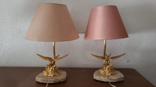Set de 2 Lámparas de Noche Mármol y Bronce