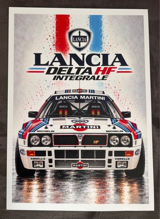 Poster Lancia Delta HF Integrale. A3